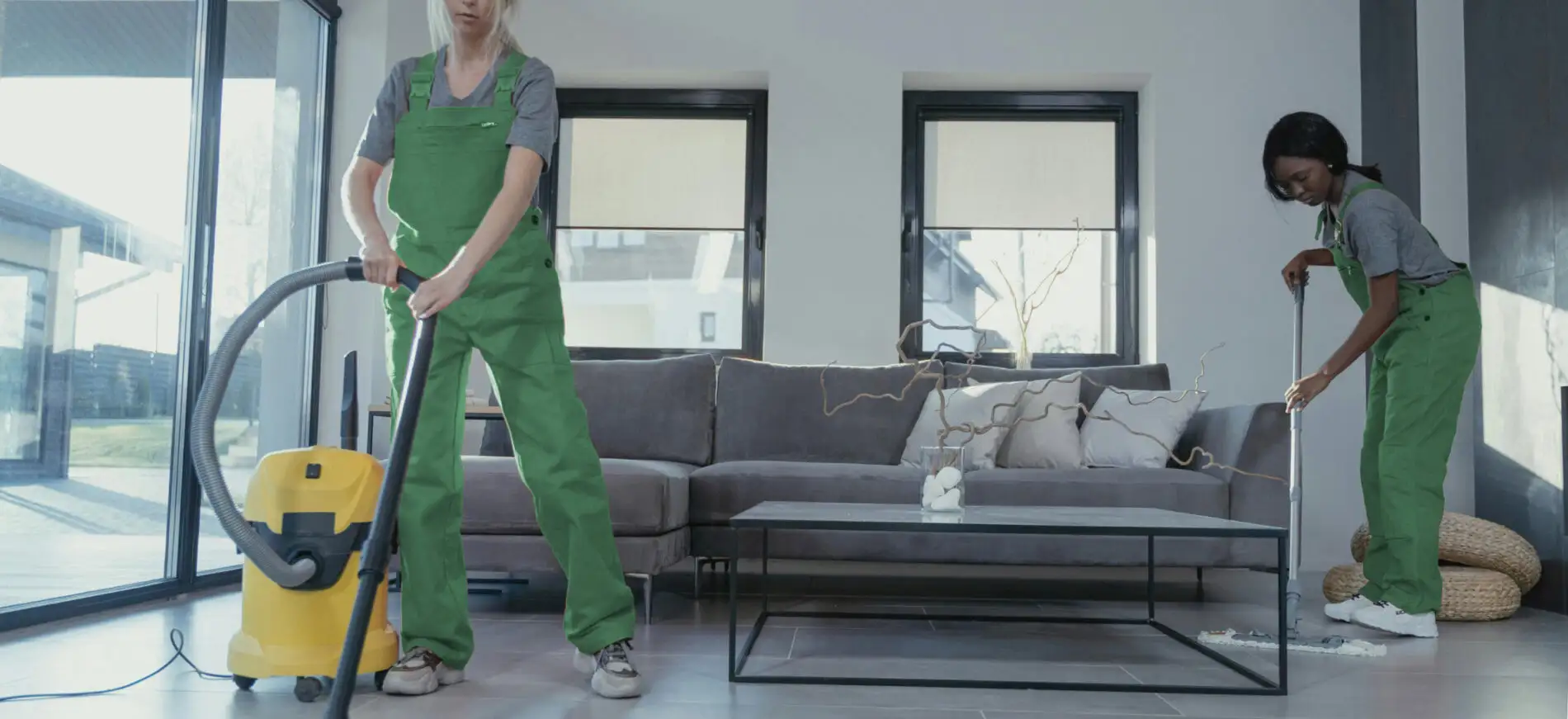 Lakewood Clean & Care cleaner vacuuming a living room